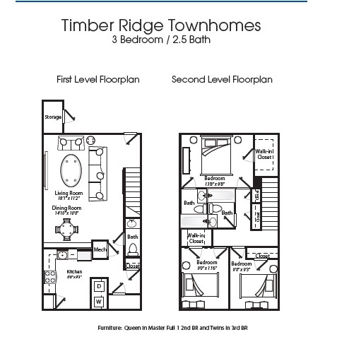 Floor plan for 3 beds, 2.5 baths, 1440 sqft